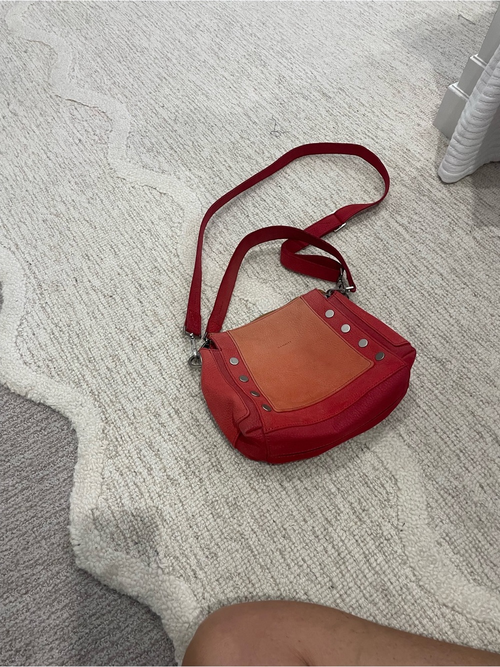 Hammitt Bryant medium Two-Tone Orange and Red Leather suede Crossbody Bag